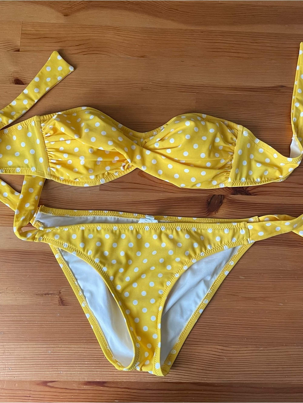 J. Crew Yellow and White Polka Dot Bikini
